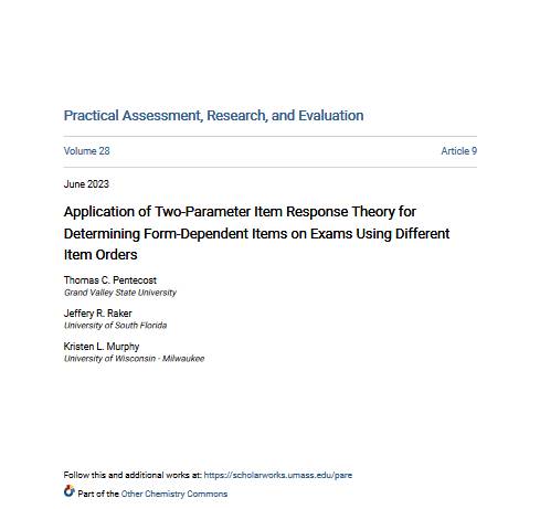 application of two-parameters item response theory for determining form-independent items on exams using different item orders